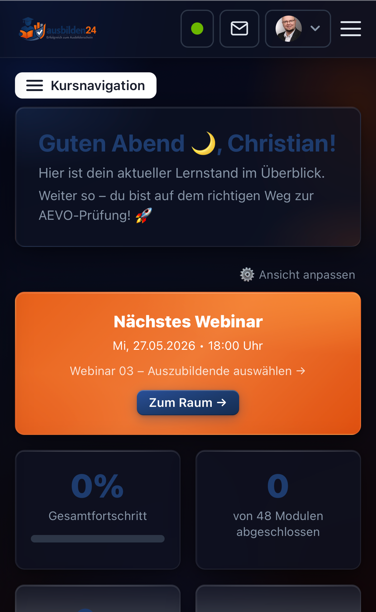 AEVO Prüfungsvorbereitung – Mobile Ansicht